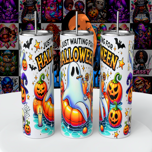 Just Waiting for Halloween 20oz skinny straight tumbler, 20oz tapered tumbler wrap