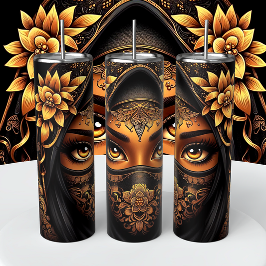 Golden Gaze and Floral Grace 20oz skinny straight, 20oz tapered tumbler wrap