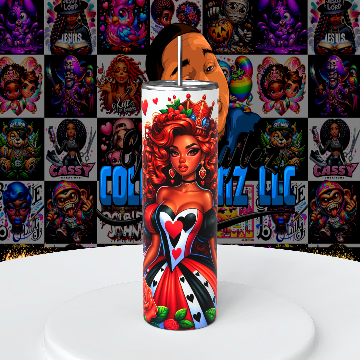 Queen of Hearts sublimation  20oz skinny  straight tumblers, and 20oz tapered Tumbler Wrap