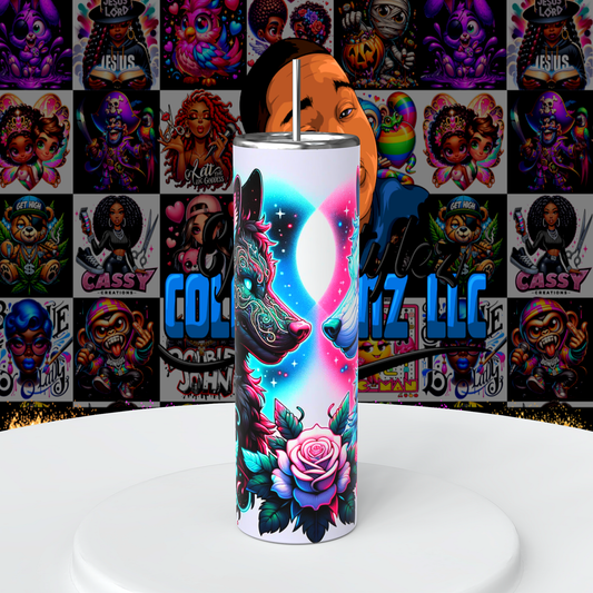 Moonlight Wolves sublimation  20oz skinny  straight tumblers, and 20oz tapered Tumbler Wrap